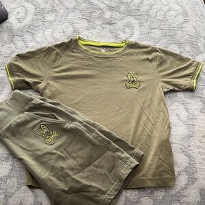 Psycho Bunny Kids Matching Set in Olive Green